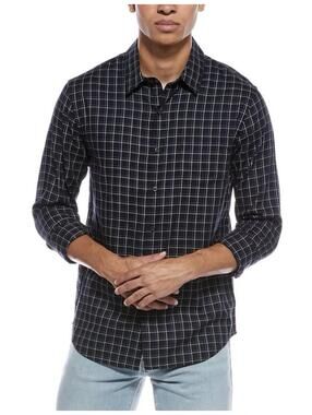 VINCE NWOT Men’s Ynez Plaid Long Sleeve Shirt In Coastal Blue Faded Cobalt-Med